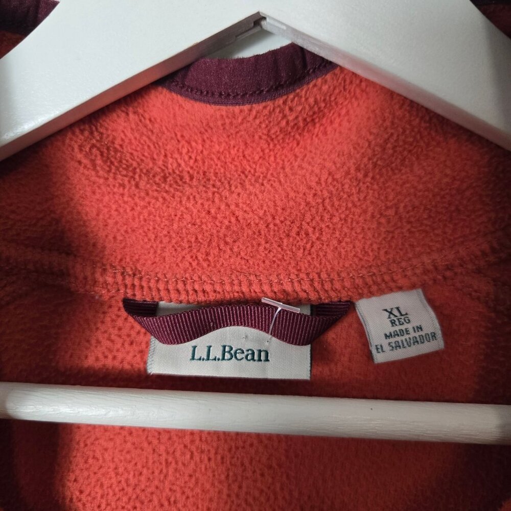 L.L. Beans Women's Size XL Orange 1/4 Zip Fleece Pullover Sweatshirt - Picture 3 of 10